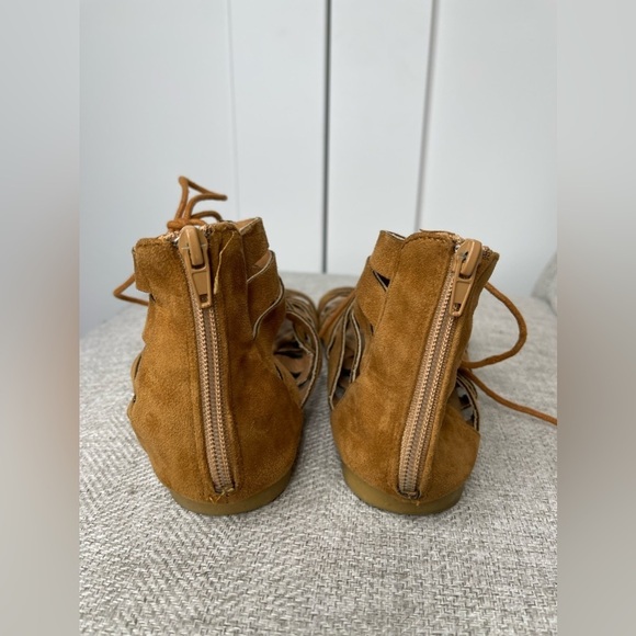 ANNA Sweden Leather Strappy Tie Sandals Tab Brown Boho Beach Size 7.5 - Picture 3 of 4